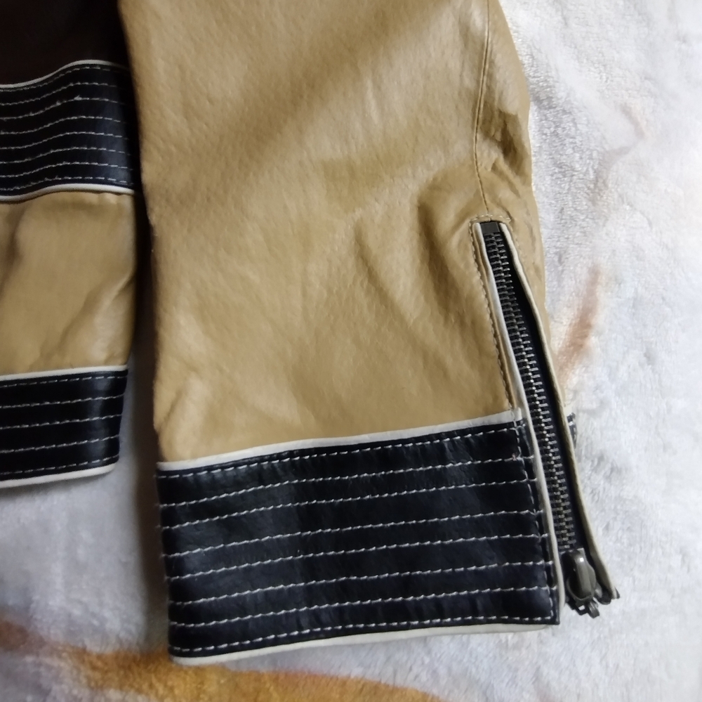 Pamela McCoy color block leather moto jacket - Picture 6 of 11